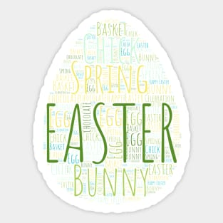 Cute Easter Egg Shaped Word Cloud Sticker